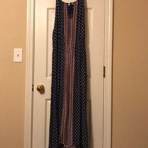 Blue and white maxi dress